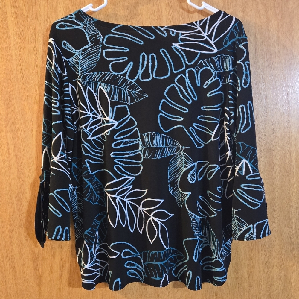 Clara Sun Woo Tropical Leaf Blouse Top - Picture 3 of 4